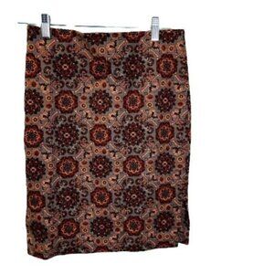 ANN Taylor LOFT Printed Vintage Pencil Mini‎ Skirt with Cute Side Slit Skirt